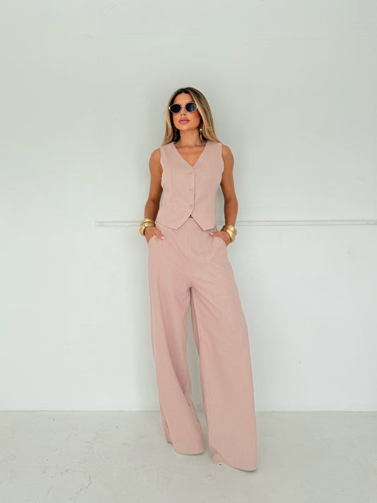 Conjunto Rosé Alfaiataria Leve Atemporal