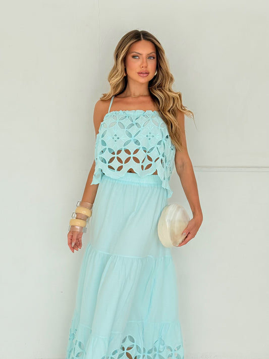 Conjunto Calça Pantalona e Cropped Preto