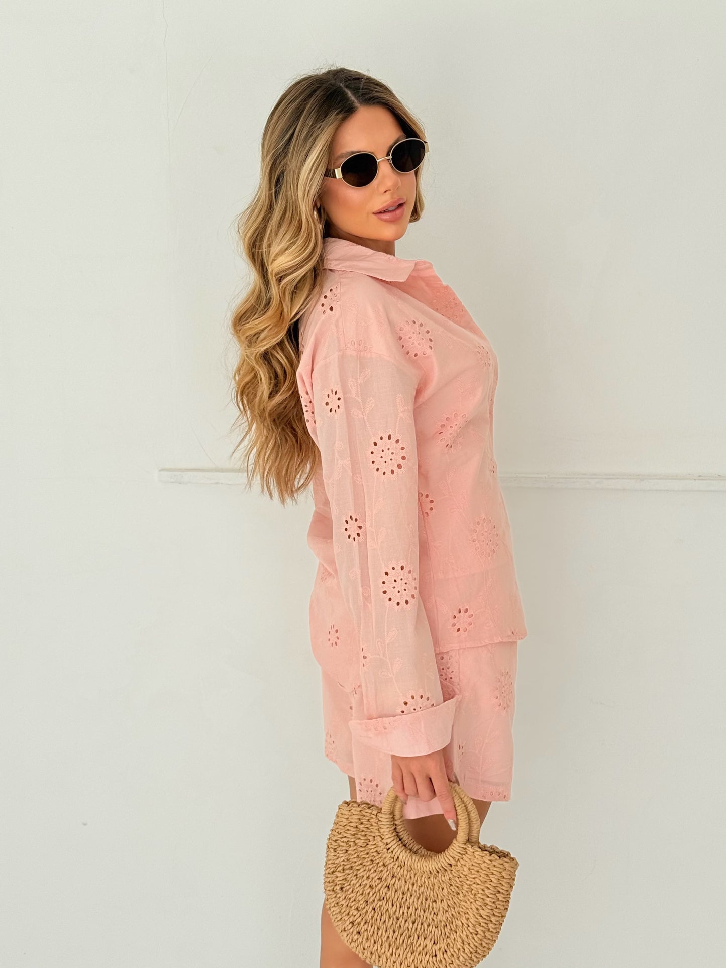 Conjunto Short e Camisa Rosa Claro