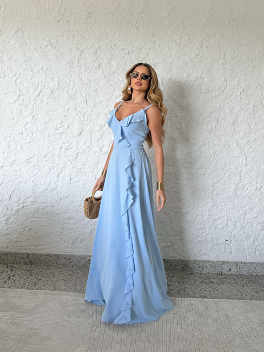 Vestido Azul Claro Sereia