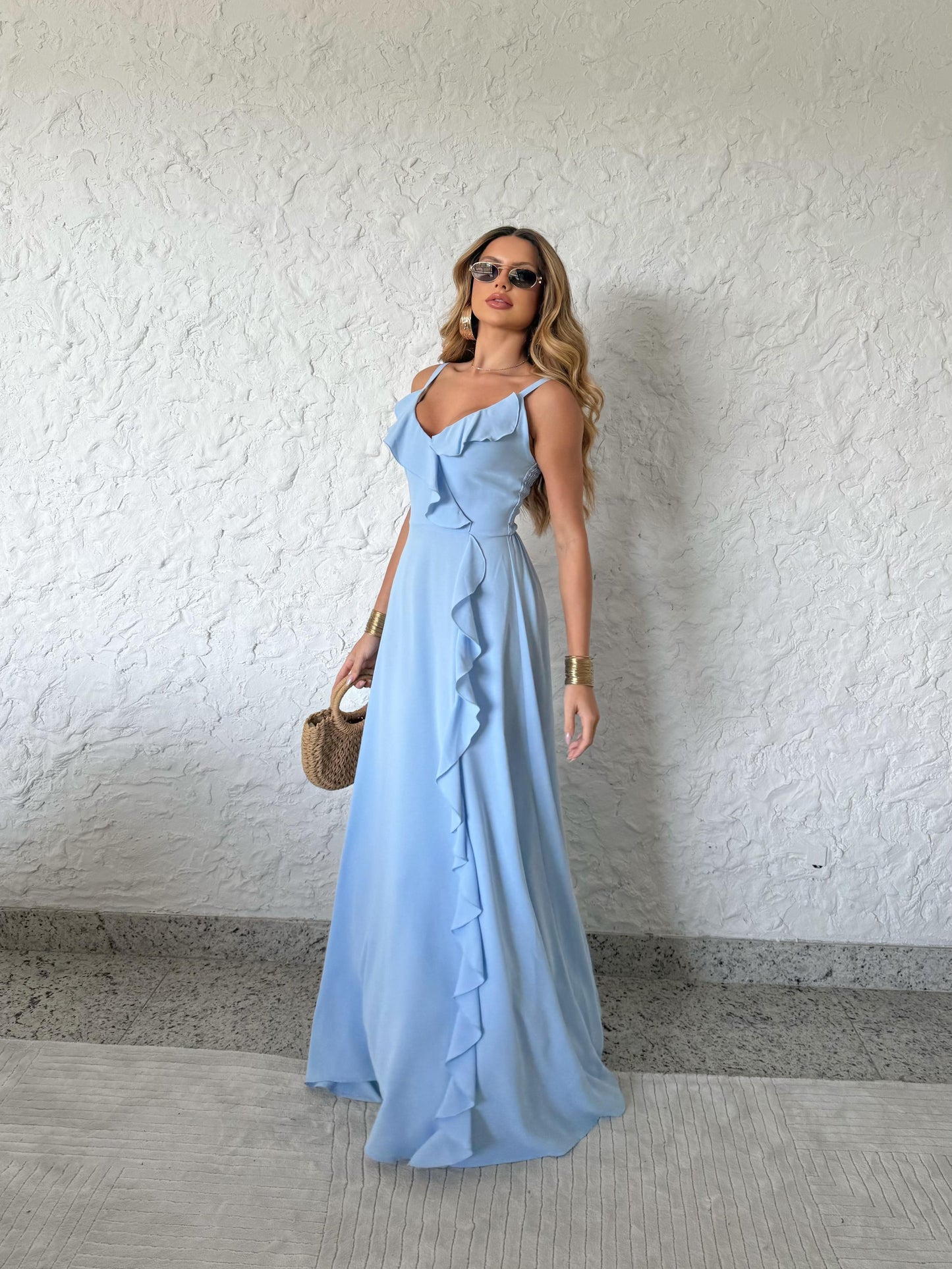 Vestido Azul Claro Sereia