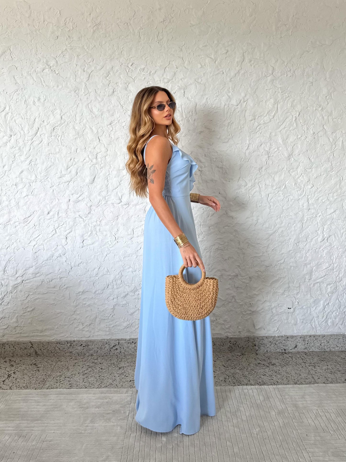 Vestido Azul Claro Sereia