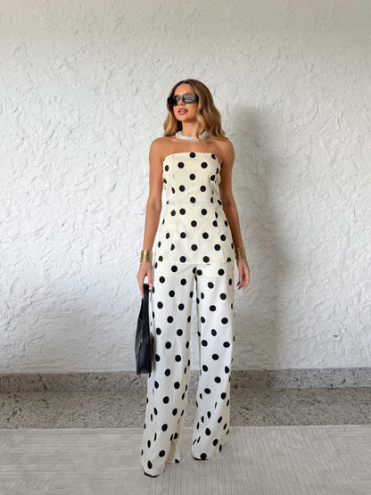 Macacão Joaninha Branco e Preto